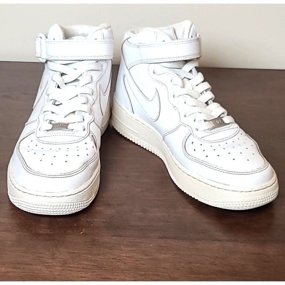 Nike Air Force 1 Mid ’07 White White Sneakers Youth 7Y Women’s 8.5 - Picture 7 of 9